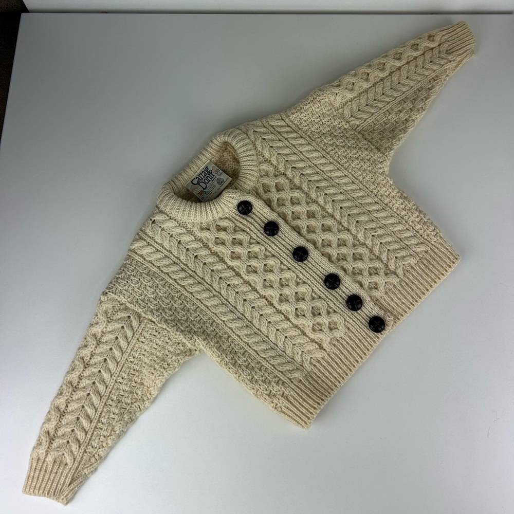 CREAM IVORY COLOR CARRAIG DONN ARAN NEW WOOL TODDLER SMALL SWEATER